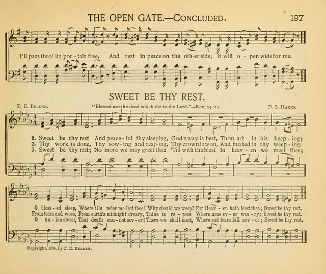 The Gospel Song Sheaf: for Sunday schools and young peoples meetings, comprising primary songs, intermediate songs, gospel and special songs, and old hymns and tunes page 197