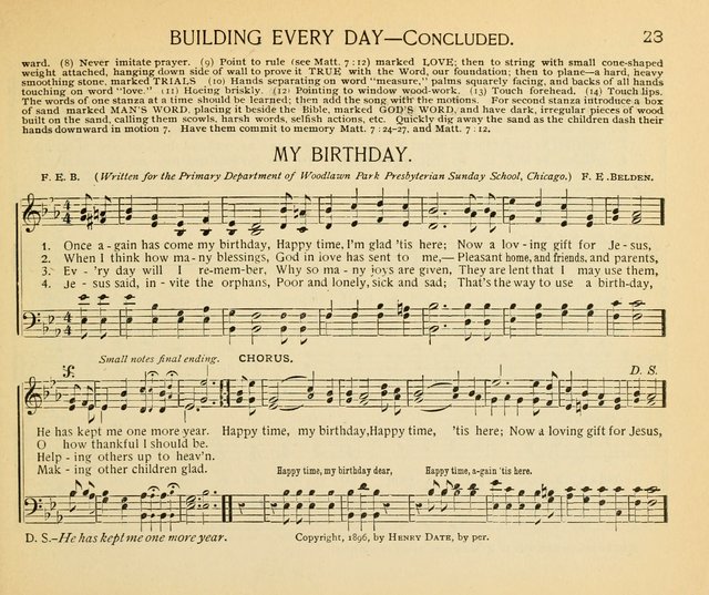 The Gospel Song Sheaf: for Sunday schools and young peoples meetings, comprising primary songs, intermediate songs, gospel and special songs, and old hymns and tunes page 23