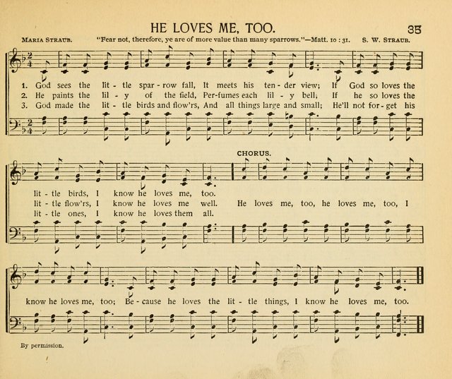 The Gospel Song Sheaf: for Sunday schools and young peoples meetings, comprising primary songs, intermediate songs, gospel and special songs, and old hymns and tunes page 35