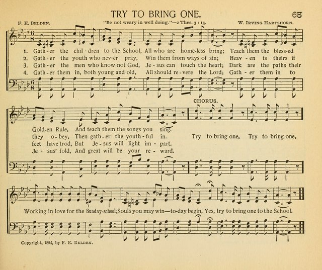 The Gospel Song Sheaf: for Sunday schools and young peoples meetings, comprising primary songs, intermediate songs, gospel and special songs, and old hymns and tunes page 65