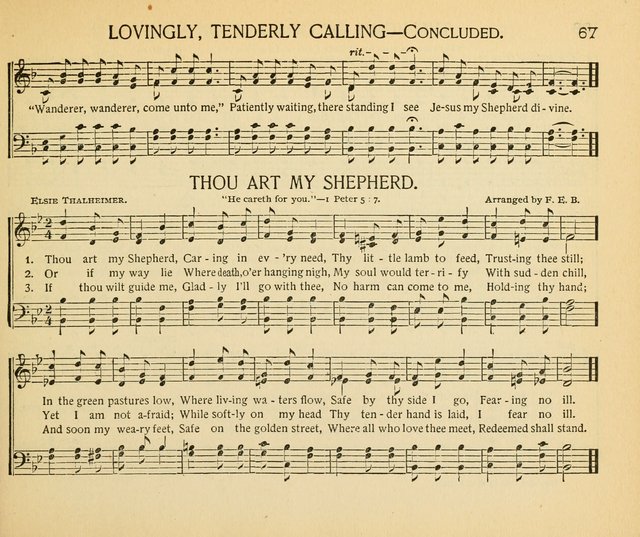 The Gospel Song Sheaf: for Sunday schools and young peoples meetings, comprising primary songs, intermediate songs, gospel and special songs, and old hymns and tunes page 67