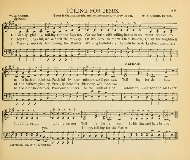 The Gospel Song Sheaf: for Sunday schools and young peoples meetings, comprising primary songs, intermediate songs, gospel and special songs, and old hymns and tunes page 85