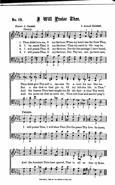 Gospel Tent Songs: Selected by F. H. Jacobs and I. Allan Sankey at the request of the Evangelistic Committee of Greater New York page 19