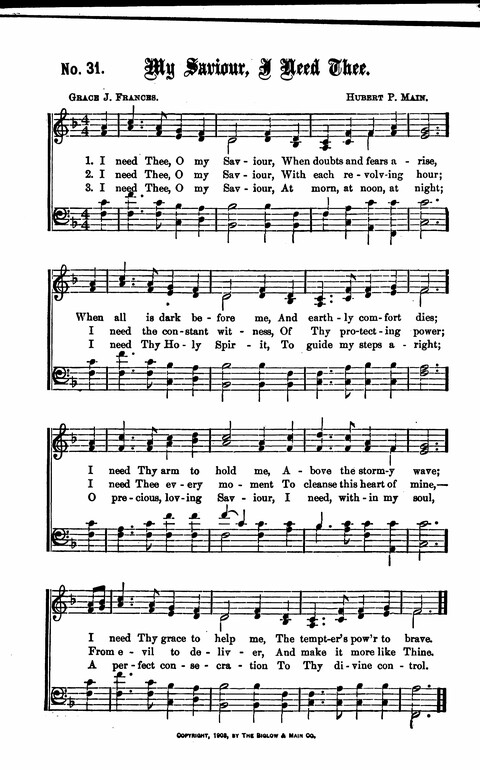 Gospel Tent Songs: Selected by F. H. Jacobs and I. Allan Sankey at the request of the Evangelistic Committee of Greater New York page 31