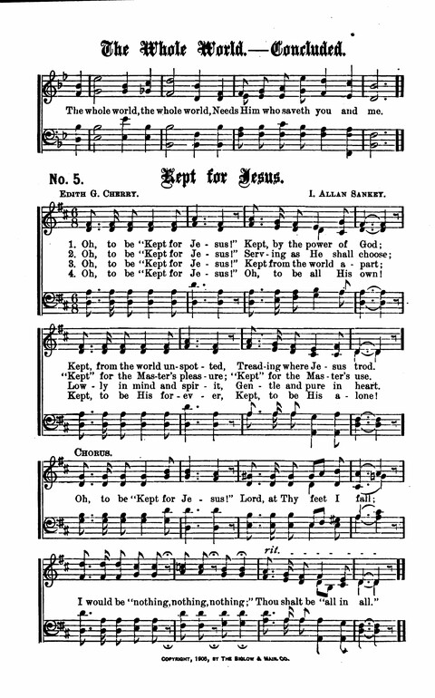 Gospel Tent Songs: Selected by F. H. Jacobs and I. Allan Sankey at the request of the Evangelistic Committee of Greater New York page 5