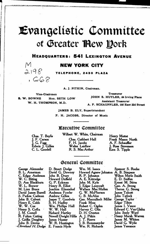 Gospel Tent Songs: Selected by F. H. Jacobs and I. Allan Sankey at the request of the Evangelistic Committee of Greater New York page vii