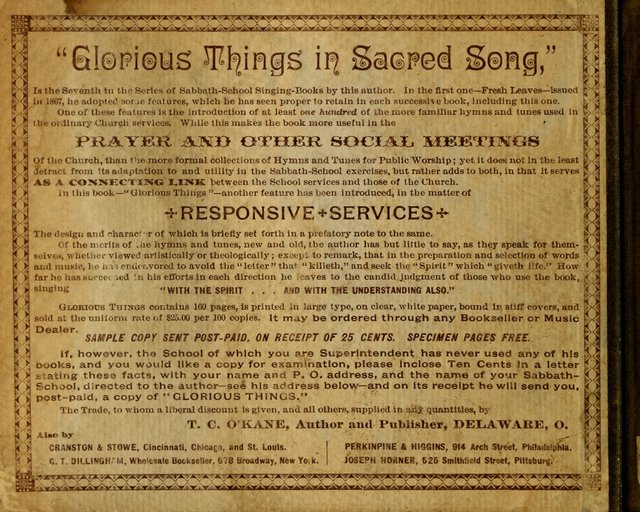 Glorious Things in Sacred Song: for use in Sabbath Schools and Gospel Meetings page 160