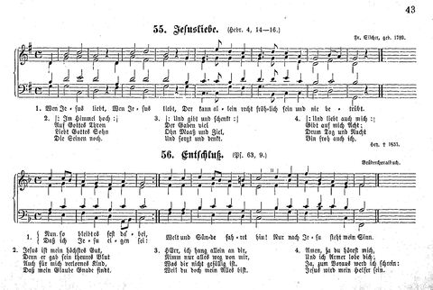 Das geistliche Volkslied: Sammlung geistlicher Lieder für außergottesdienstliche Kreise in vierstimmigem Satze, zugleich asl Begleiterin der "Kleine Missionsharfe" (10. Auflage) page 43