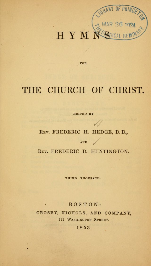 Hymns for the Church of Christ (3rd thousand) page vi