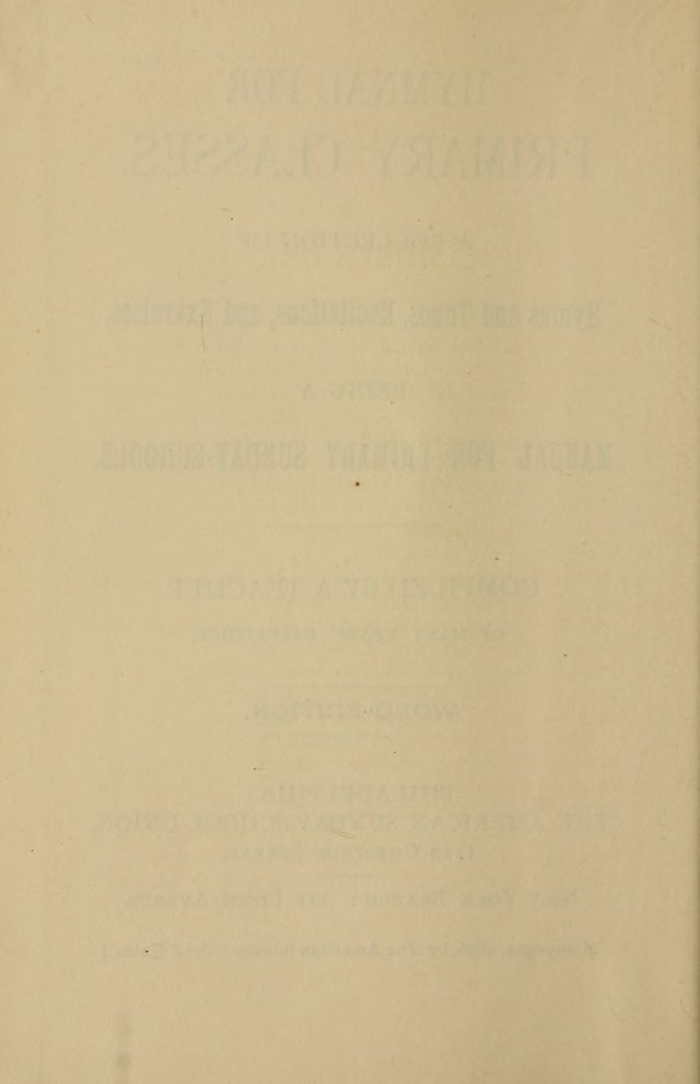 Hymnal for Primary Classes: a collection of hymns and tunes, recitations and exercises, being a manual for primary Sunday-schools (Words ed.) page vi