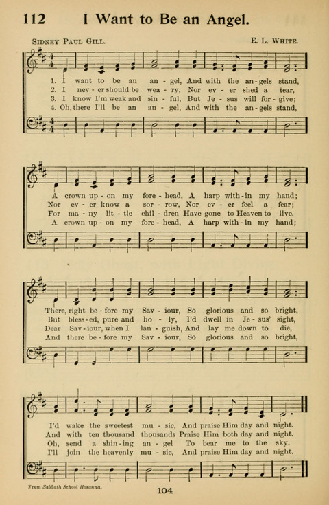 Hymnal for Primary Classes: a collection of hymns and tunes, recitations and exercises, being a manual for primary Sunday-schools (With Tunes)) page 104