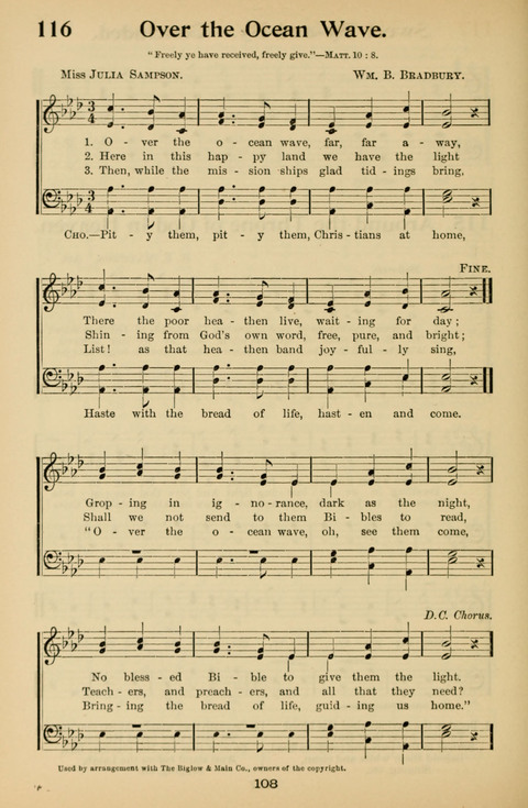 Hymnal for Primary Classes: a collection of hymns and tunes, recitations and exercises, being a manual for primary Sunday-schools (With Tunes)) page 108