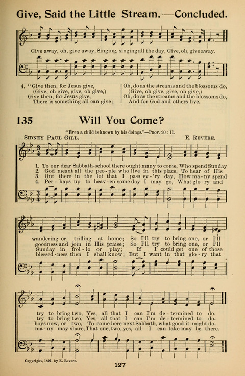 Hymnal for Primary Classes: a collection of hymns and tunes, recitations and exercises, being a manual for primary Sunday-schools (With Tunes)) page 127