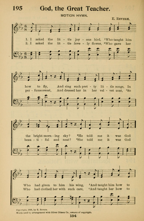 Hymnal for Primary Classes: a collection of hymns and tunes, recitations and exercises, being a manual for primary Sunday-schools (With Tunes)) page 186