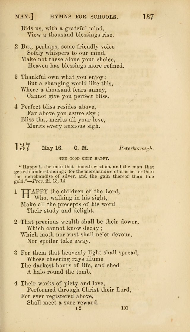 Hymns for Schools: with appropriate selections from scripture and tunes suited to the metres of the hymns (3rd ed.) page 101