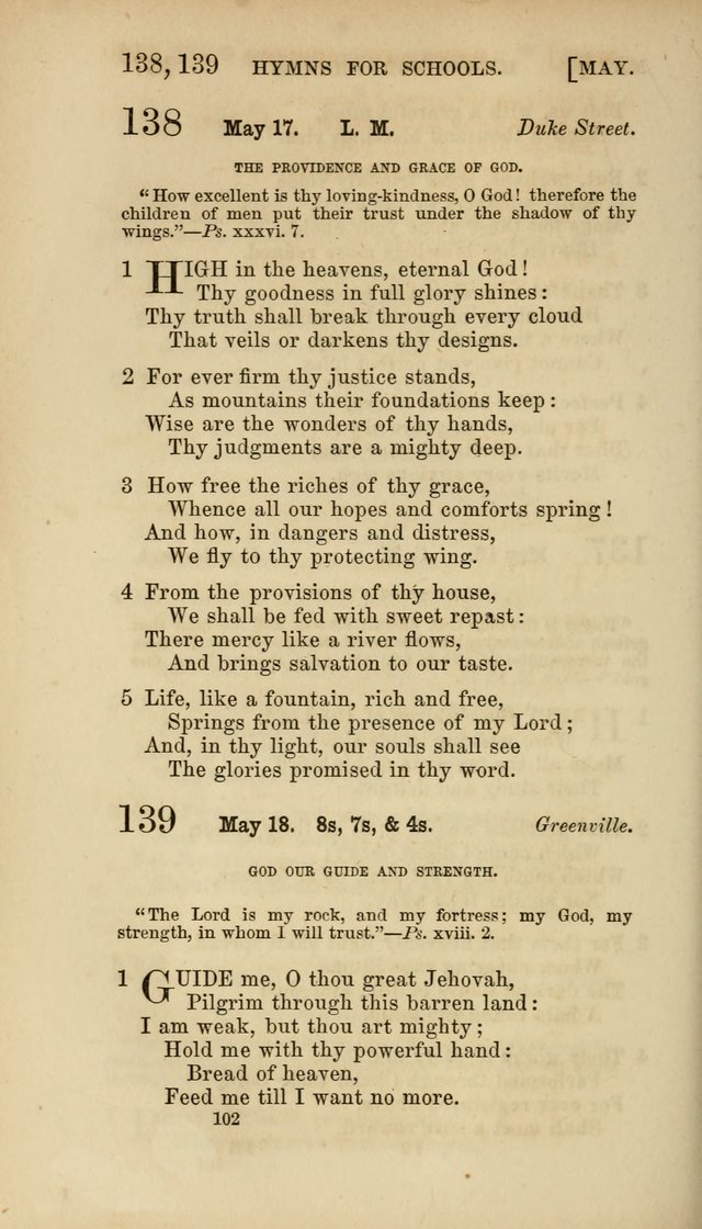 Hymns for Schools: with appropriate selections from scripture and tunes suited to the metres of the hymns (3rd ed.) page 102