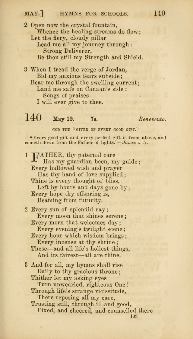 Hymns for Schools: with appropriate selections from scripture and tunes suited to the metres of the hymns (3rd ed.) page 103