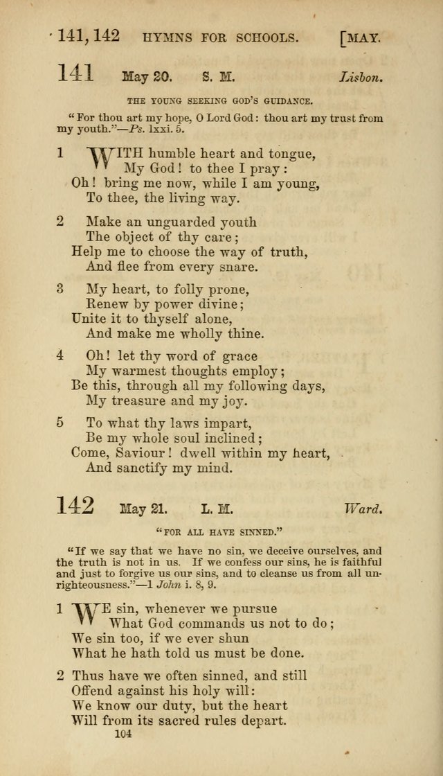 Hymns for Schools: with appropriate selections from scripture and tunes suited to the metres of the hymns (3rd ed.) page 104