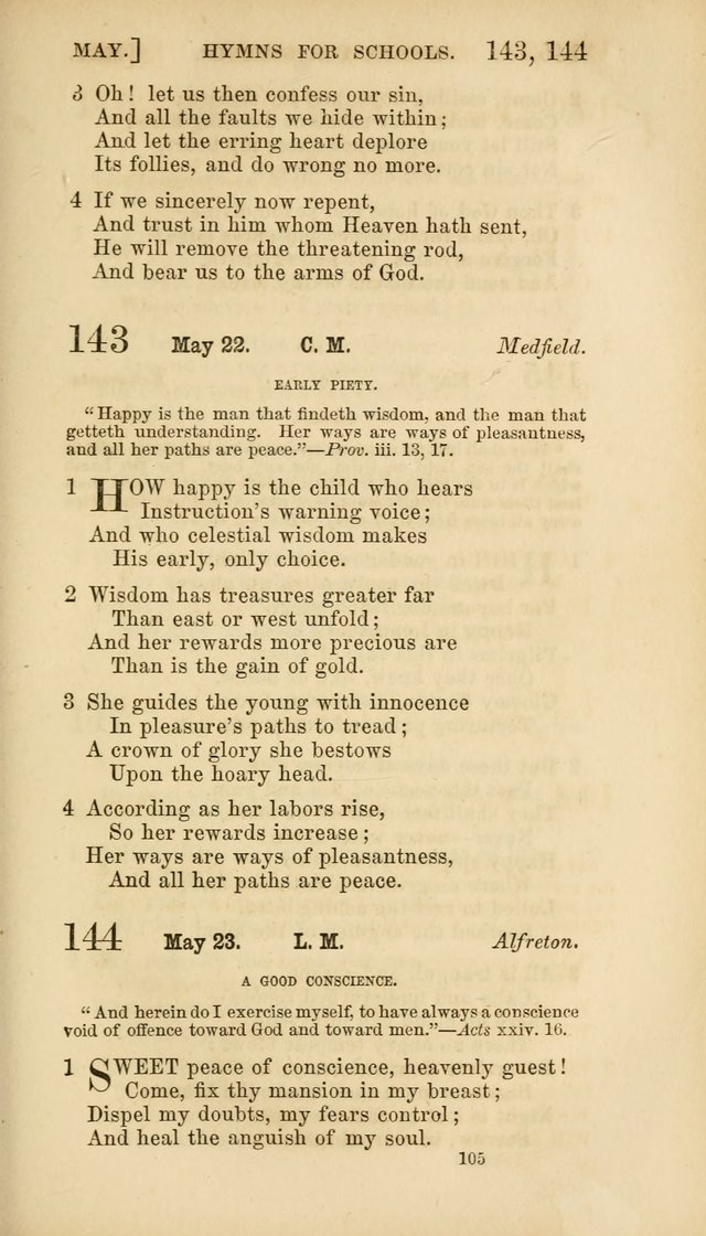 Hymns for Schools: with appropriate selections from scripture and tunes suited to the metres of the hymns (3rd ed.) page 105