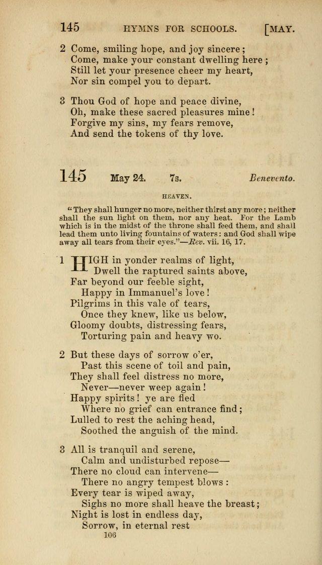 Hymns for Schools: with appropriate selections from scripture and tunes suited to the metres of the hymns (3rd ed.) page 106