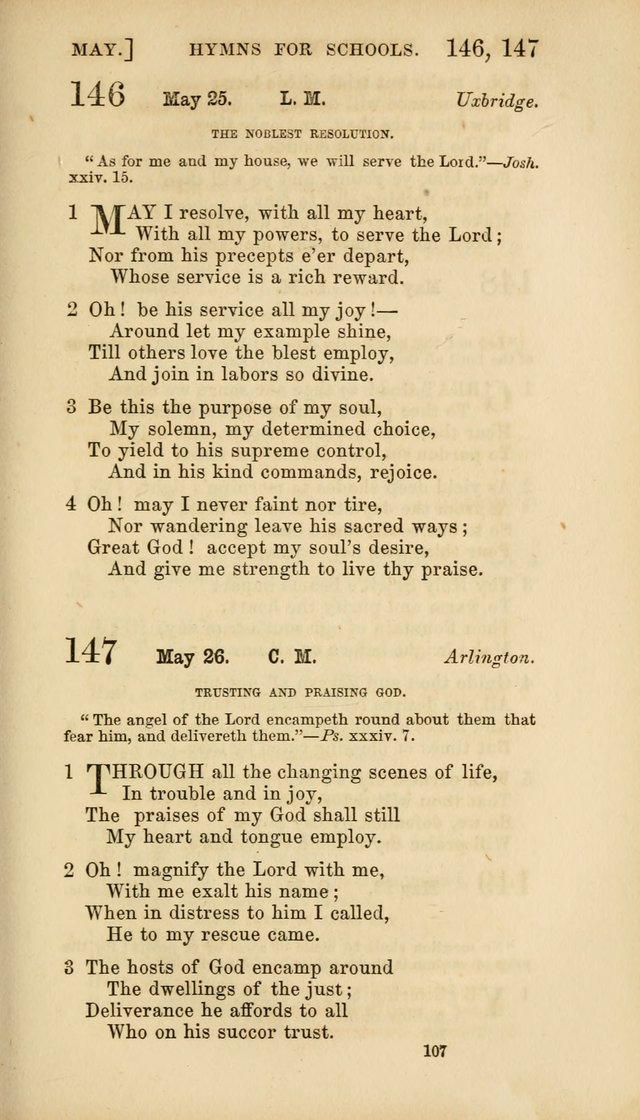 Hymns for Schools: with appropriate selections from scripture and tunes suited to the metres of the hymns (3rd ed.) page 107