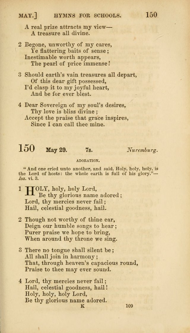 Hymns for Schools: with appropriate selections from scripture and tunes suited to the metres of the hymns (3rd ed.) page 109