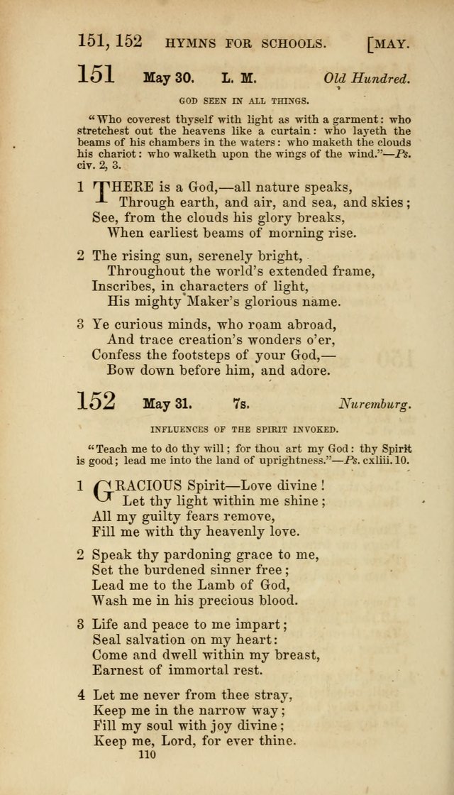 Hymns for Schools: with appropriate selections from scripture and tunes suited to the metres of the hymns (3rd ed.) page 110