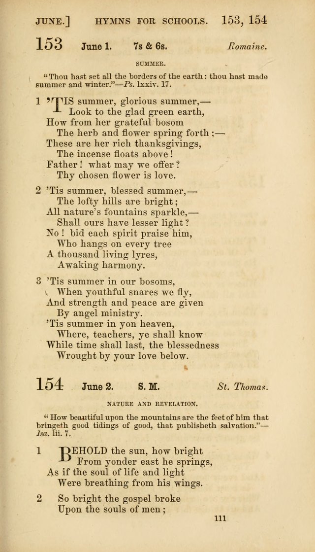 Hymns for Schools: with appropriate selections from scripture and tunes suited to the metres of the hymns (3rd ed.) page 111