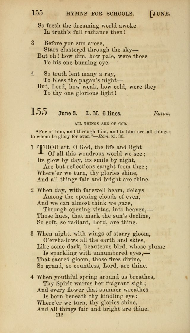 Hymns for Schools: with appropriate selections from scripture and tunes suited to the metres of the hymns (3rd ed.) page 112