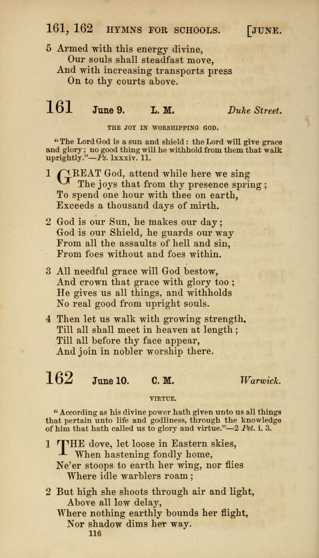 Hymns for Schools: with appropriate selections from scripture and tunes suited to the metres of the hymns (3rd ed.) page 116