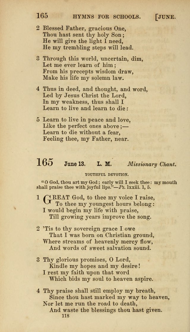 Hymns for Schools: with appropriate selections from scripture and tunes suited to the metres of the hymns (3rd ed.) page 118