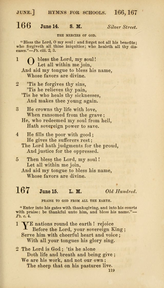 Hymns for Schools: with appropriate selections from scripture and tunes suited to the metres of the hymns (3rd ed.) page 119