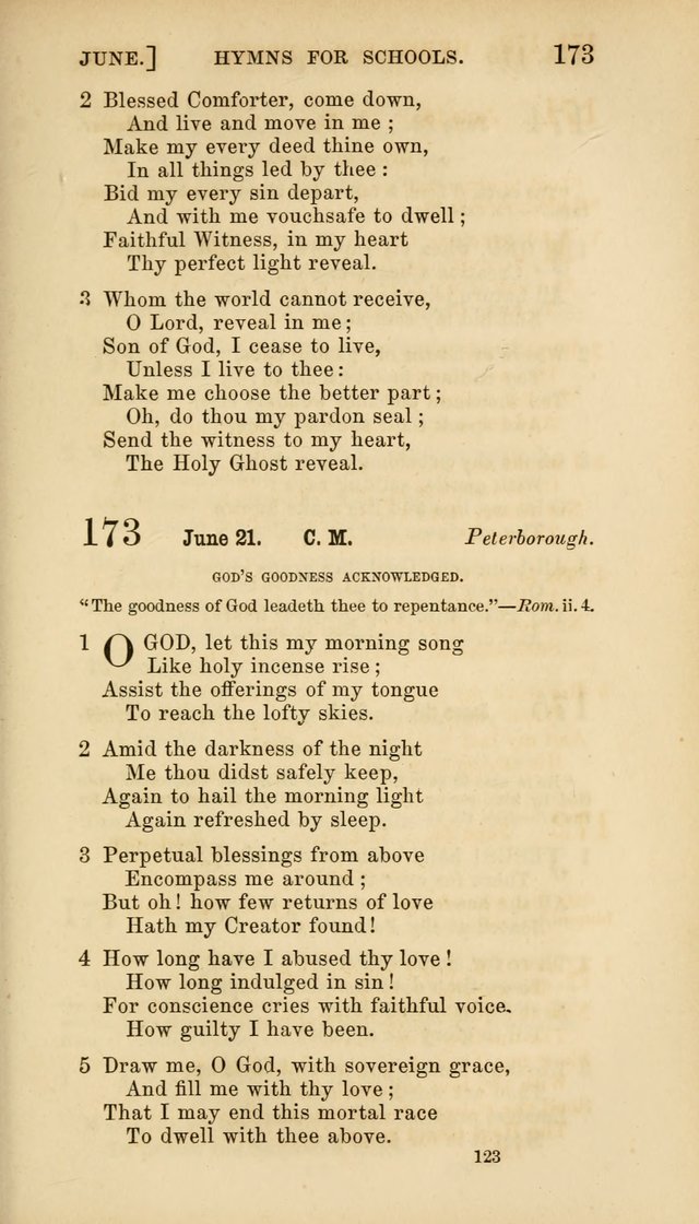 Hymns for Schools: with appropriate selections from scripture and tunes suited to the metres of the hymns (3rd ed.) page 123