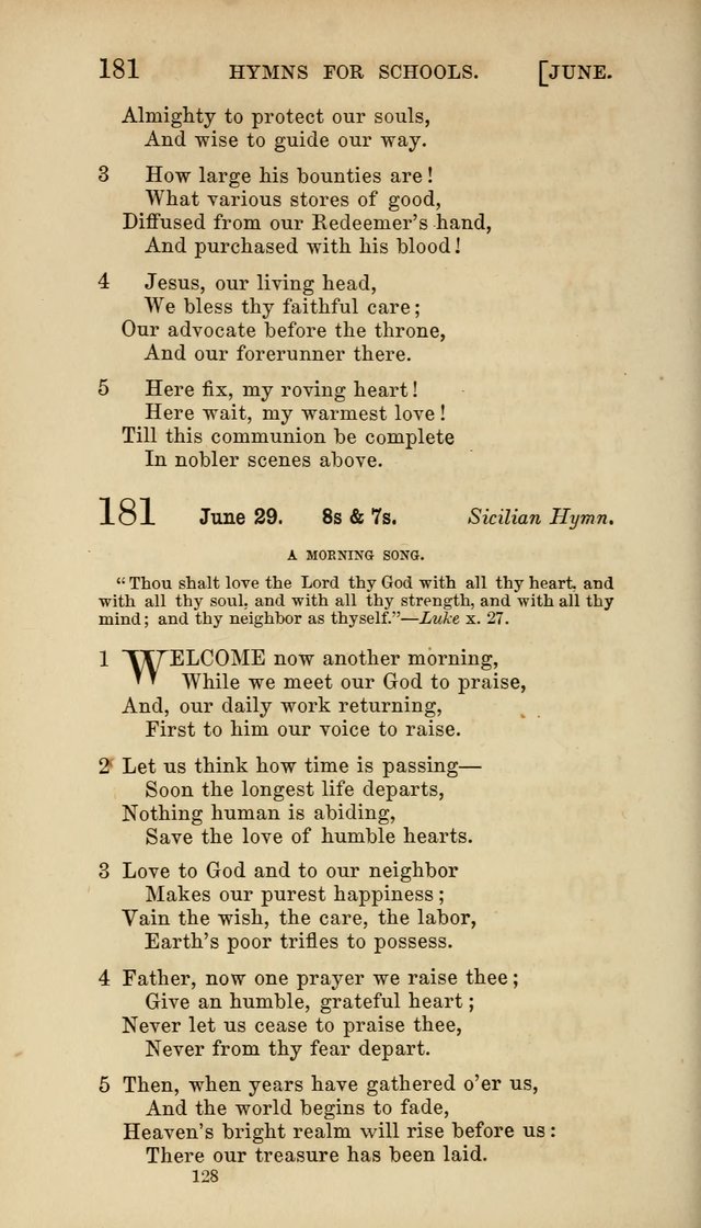 Hymns for Schools: with appropriate selections from scripture and tunes suited to the metres of the hymns (3rd ed.) page 128