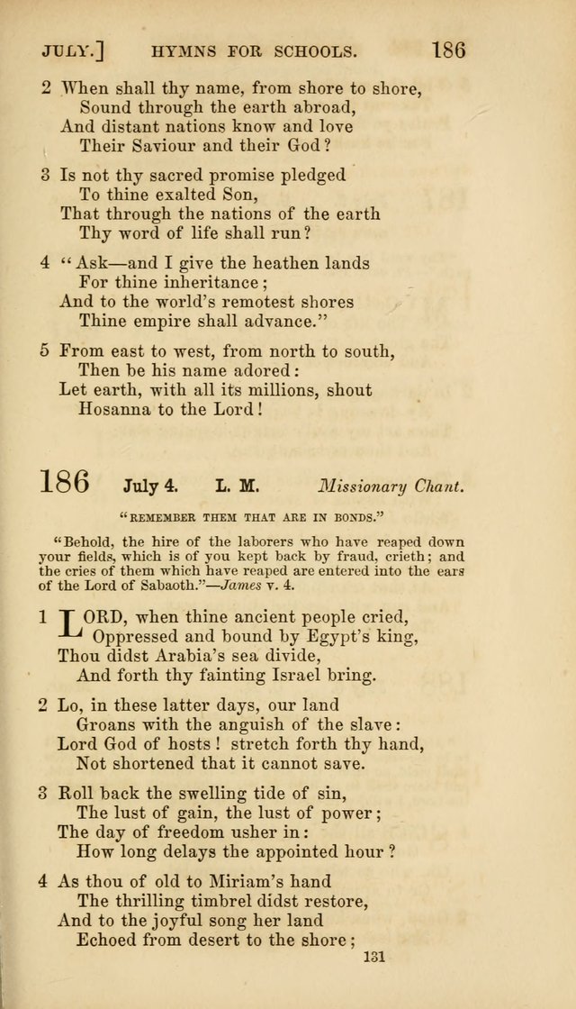 Hymns for Schools: with appropriate selections from scripture and tunes suited to the metres of the hymns (3rd ed.) page 131