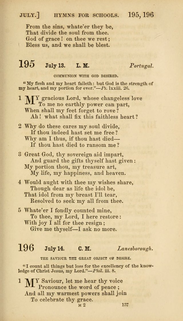 Hymns for Schools: with appropriate selections from scripture and tunes suited to the metres of the hymns (3rd ed.) page 137