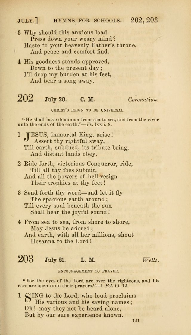 Hymns for Schools: with appropriate selections from scripture and tunes suited to the metres of the hymns (3rd ed.) page 141