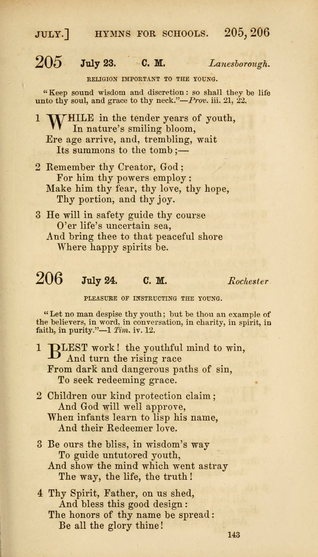 Hymns for Schools: with appropriate selections from scripture and tunes suited to the metres of the hymns (3rd ed.) page 143