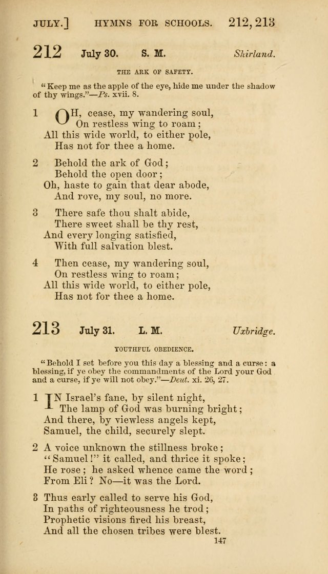 Hymns for Schools: with appropriate selections from scripture and tunes suited to the metres of the hymns (3rd ed.) page 147