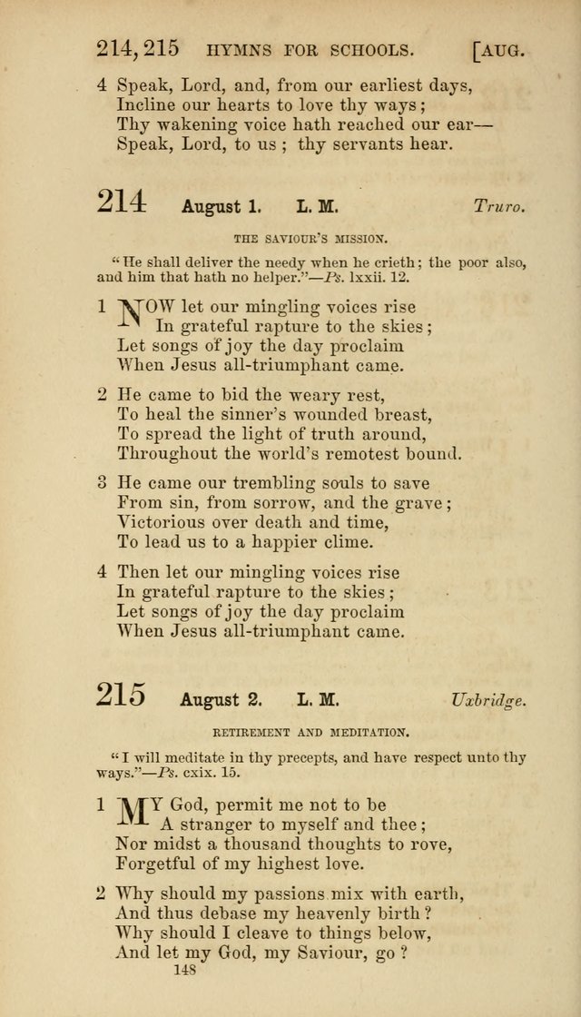 Hymns for Schools: with appropriate selections from scripture and tunes suited to the metres of the hymns (3rd ed.) page 148