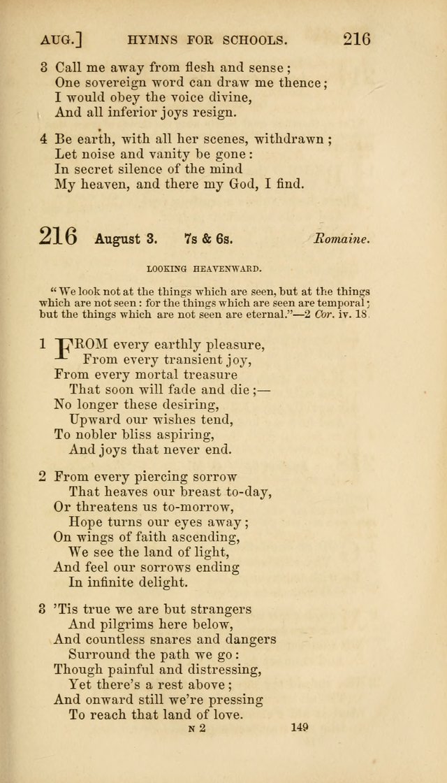 Hymns for Schools: with appropriate selections from scripture and tunes suited to the metres of the hymns (3rd ed.) page 149