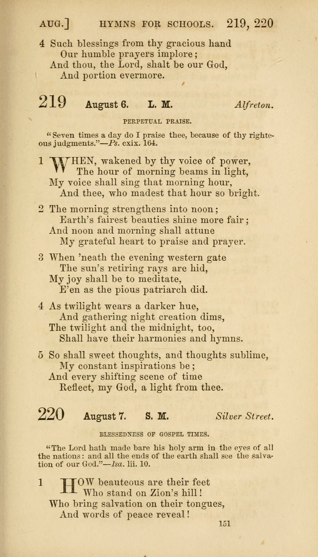 Hymns for Schools: with appropriate selections from scripture and tunes suited to the metres of the hymns (3rd ed.) page 151