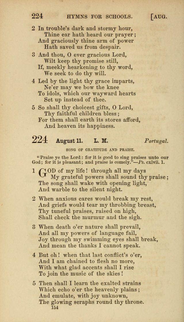 Hymns for Schools: with appropriate selections from scripture and tunes suited to the metres of the hymns (3rd ed.) page 154