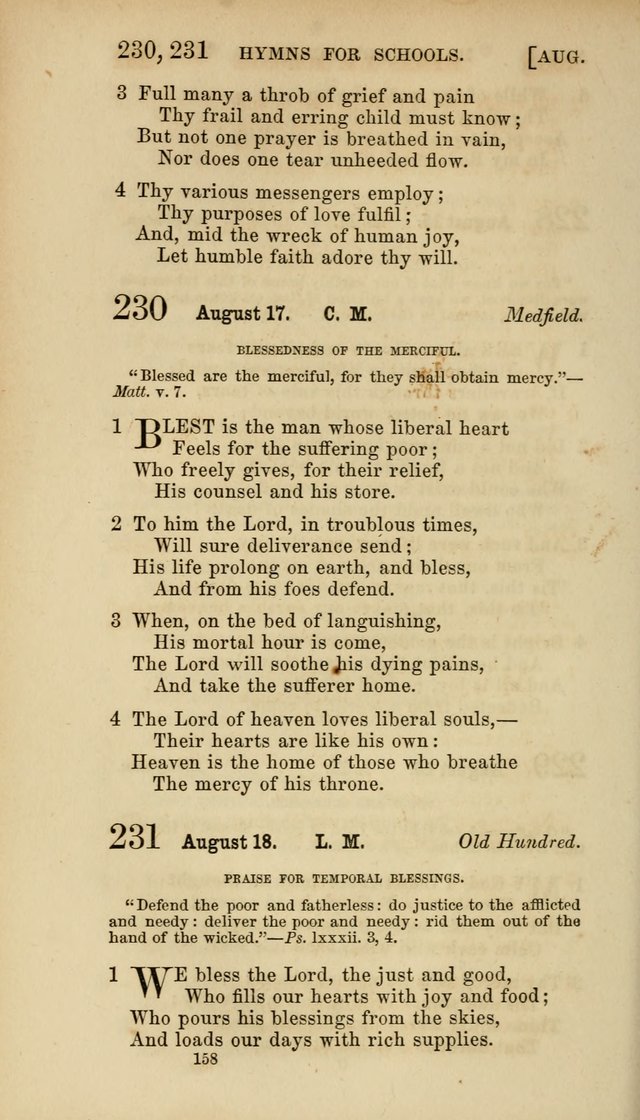 Hymns for Schools: with appropriate selections from scripture and tunes suited to the metres of the hymns (3rd ed.) page 158