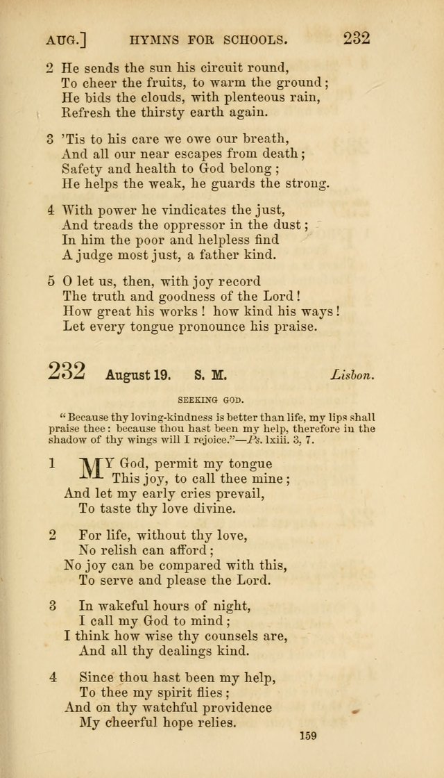 Hymns for Schools: with appropriate selections from scripture and tunes suited to the metres of the hymns (3rd ed.) page 159