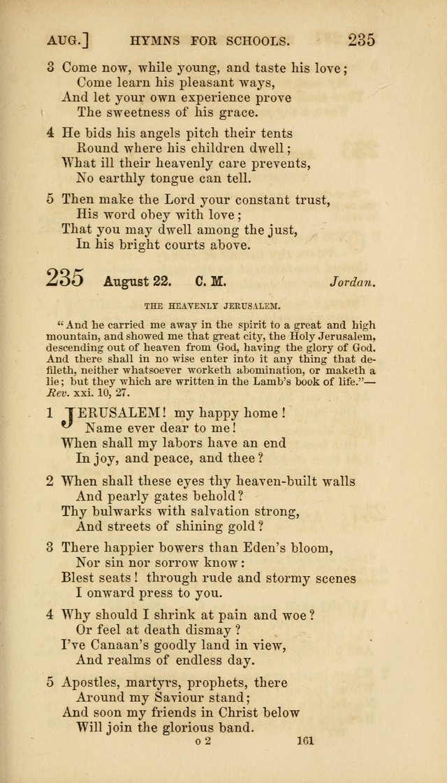 Hymns for Schools: with appropriate selections from scripture and tunes suited to the metres of the hymns (3rd ed.) page 161