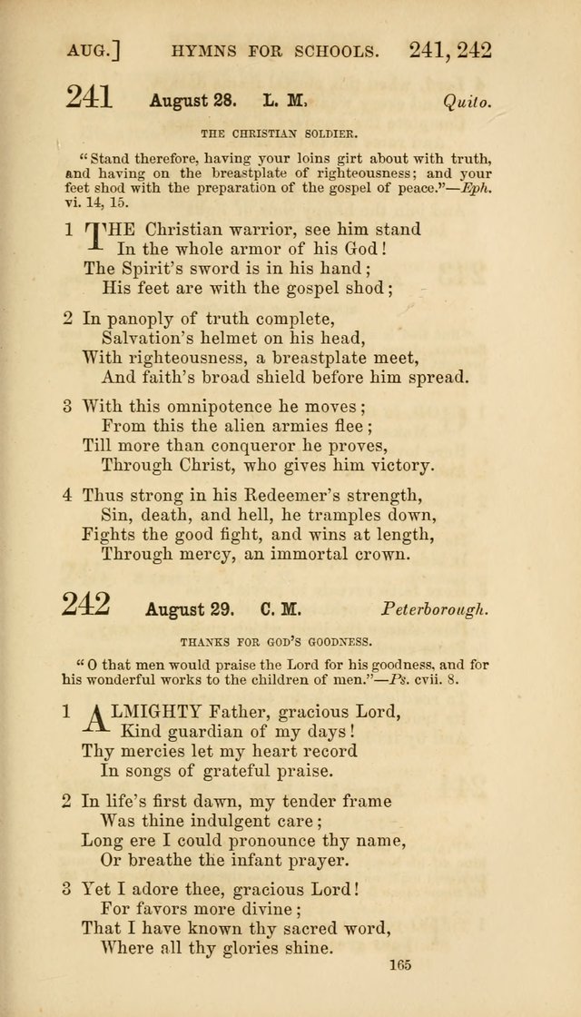 Hymns for Schools: with appropriate selections from scripture and tunes suited to the metres of the hymns (3rd ed.) page 165