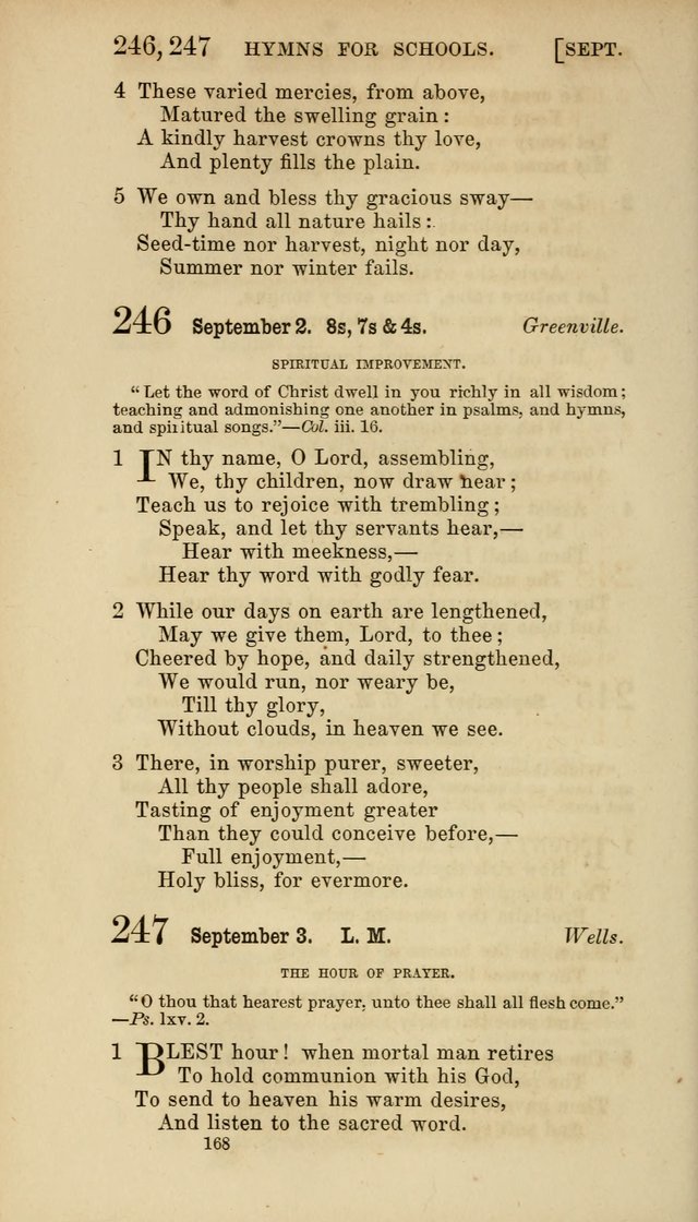 Hymns for Schools: with appropriate selections from scripture and tunes suited to the metres of the hymns (3rd ed.) page 168