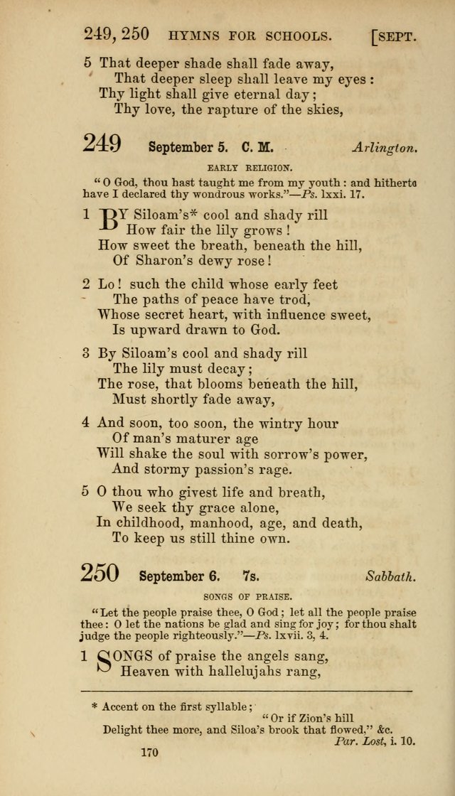 Hymns for Schools: with appropriate selections from scripture and tunes suited to the metres of the hymns (3rd ed.) page 170