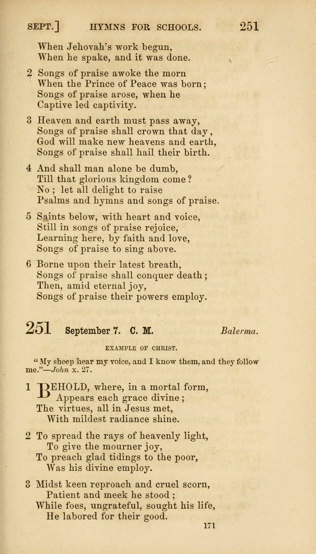 Hymns for Schools: with appropriate selections from scripture and tunes suited to the metres of the hymns (3rd ed.) page 171